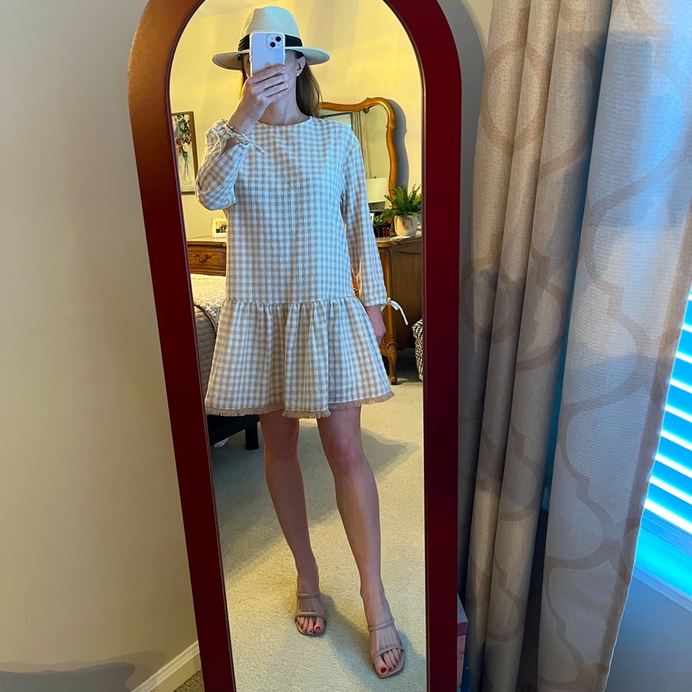 Gingham long sleeve dress